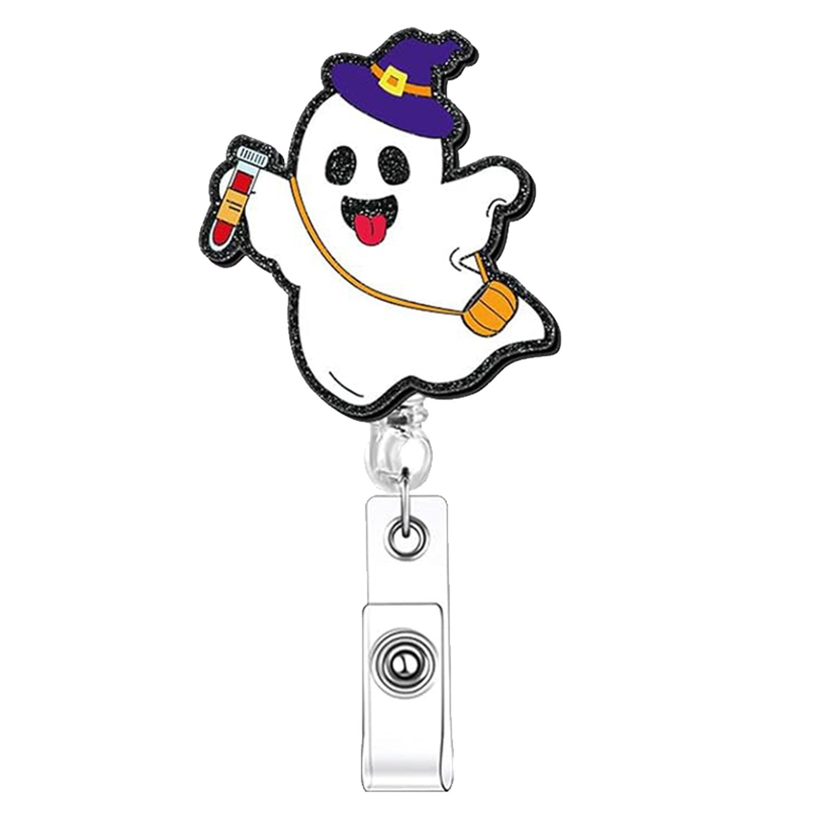 Wholesale Halloween Ghost Series Acrylic Retractable Rotating Badge Keychain