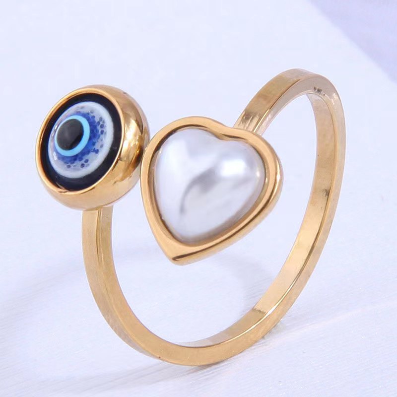 Wholesale Oil Painting Gold Plated Devil Eye Ring Adjustable Rings Stainless Steel ACC-RS-Chens001