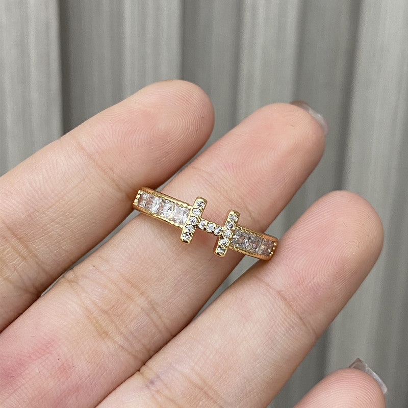 Wholesale Gold-Plated Copper H Letter Open Ring for Women,  Fashion Accessory