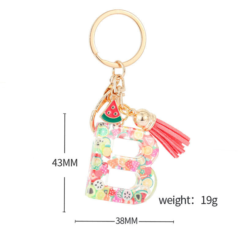 Wholesale Fruit resin letter keychain