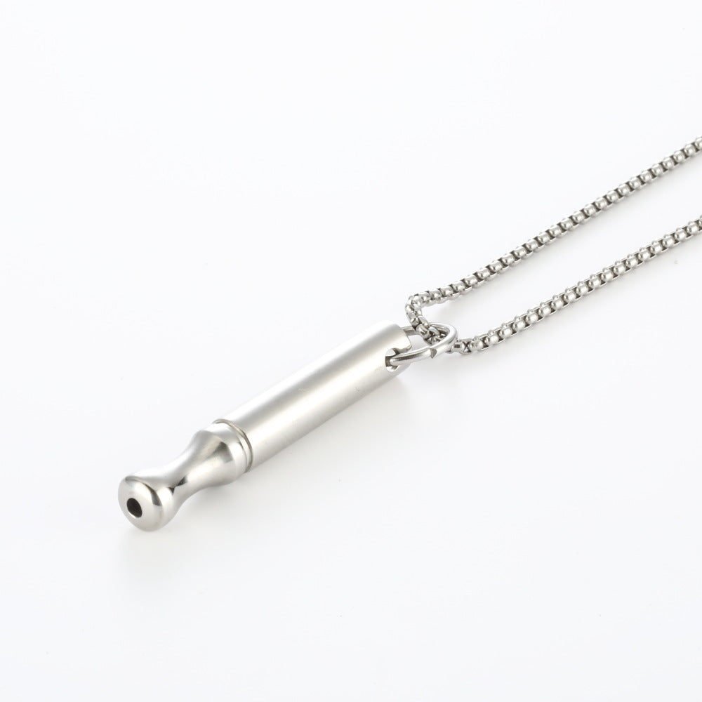 Wholesale Yoga Meditation Stress Relief Whistle Stainless Steel Necklace ACC-NE-QinShi001