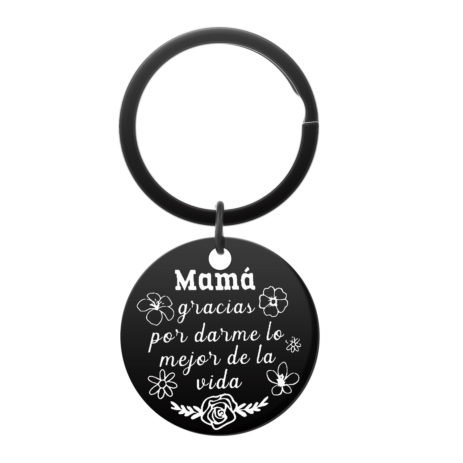 Wholesale Mother's Day Stainless Steel Engraved Rainbow Keychain