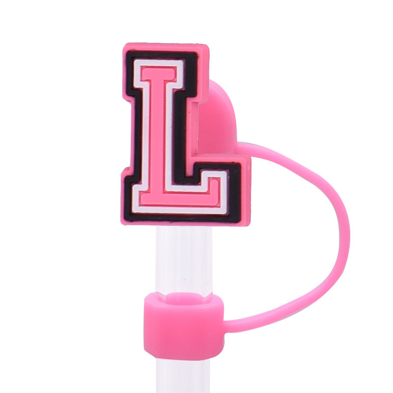 Wholesale Random 100pcs Pink letter cartoon Straw Cover Straw Tube Cap
