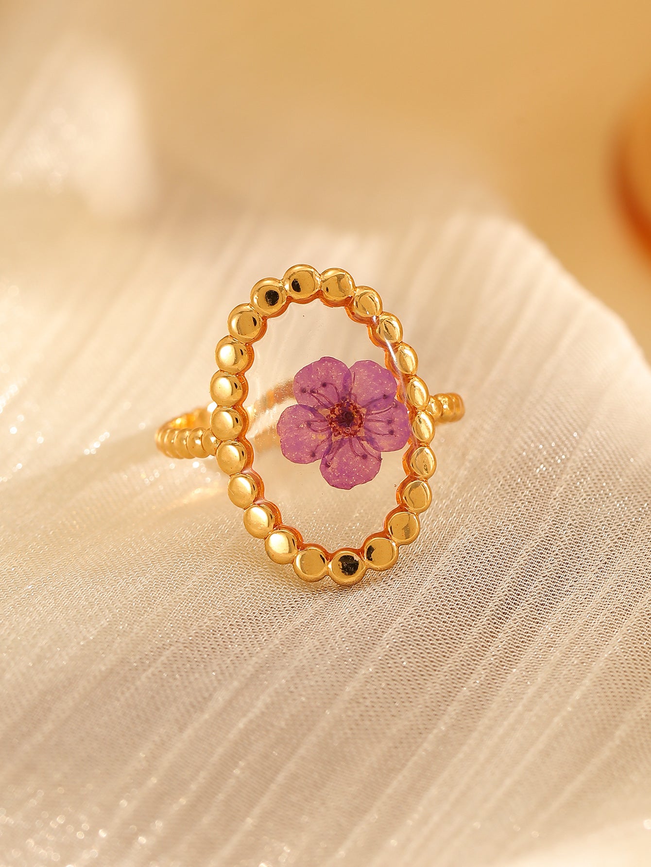 Wholesale 304 Stainless Steel Flower Ring Gold Electroplated Fashion Jewelry Accessory for Everyday Wear
