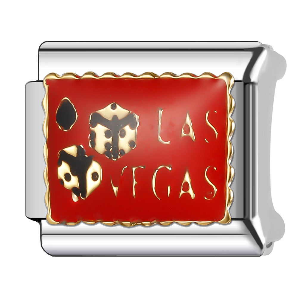 Wholesale Italian Charm Bracelet 9mm DIY Splicing English Series Stainless Steel Composable Bracelet