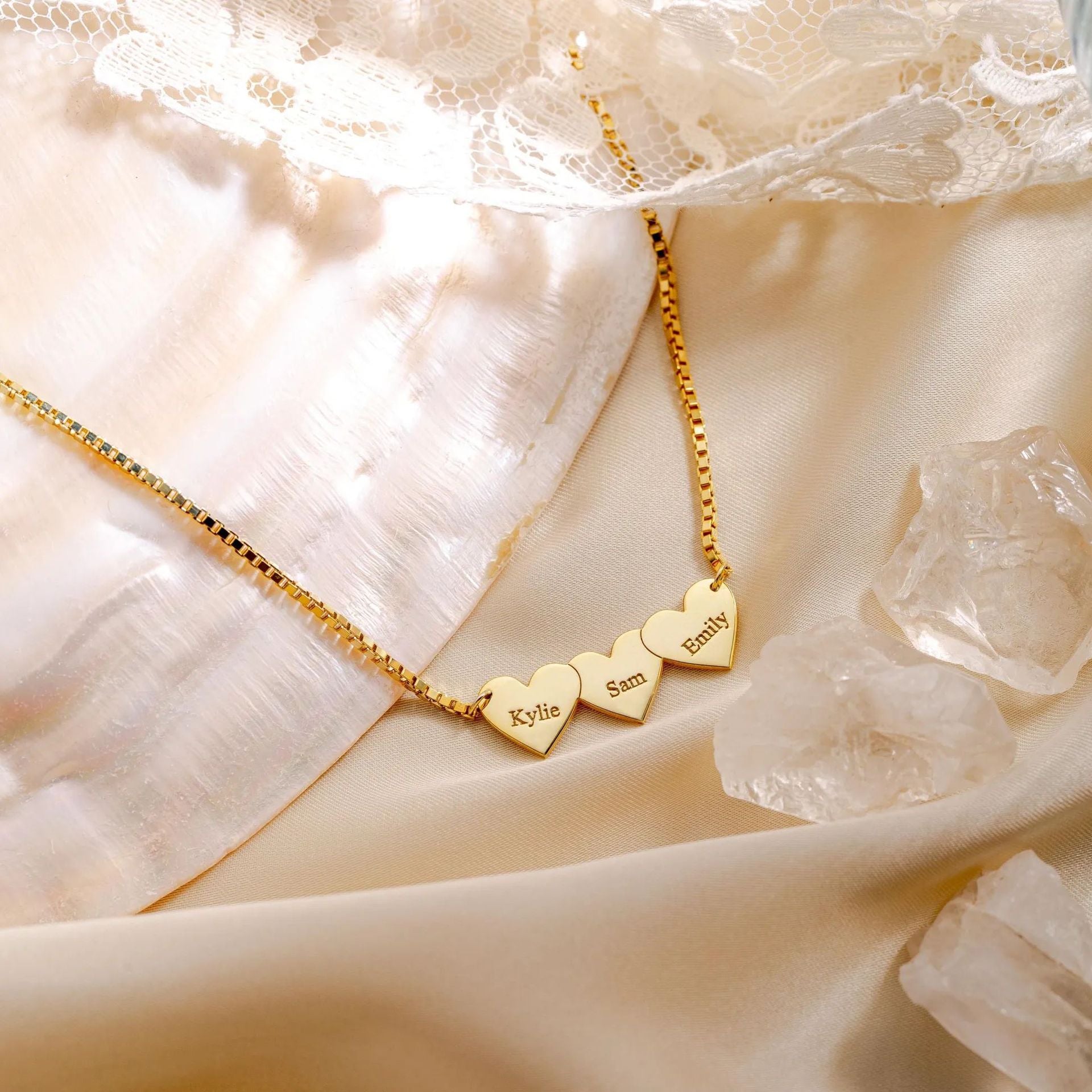 Wholesale three love linked name necklace stainless steel  necklace