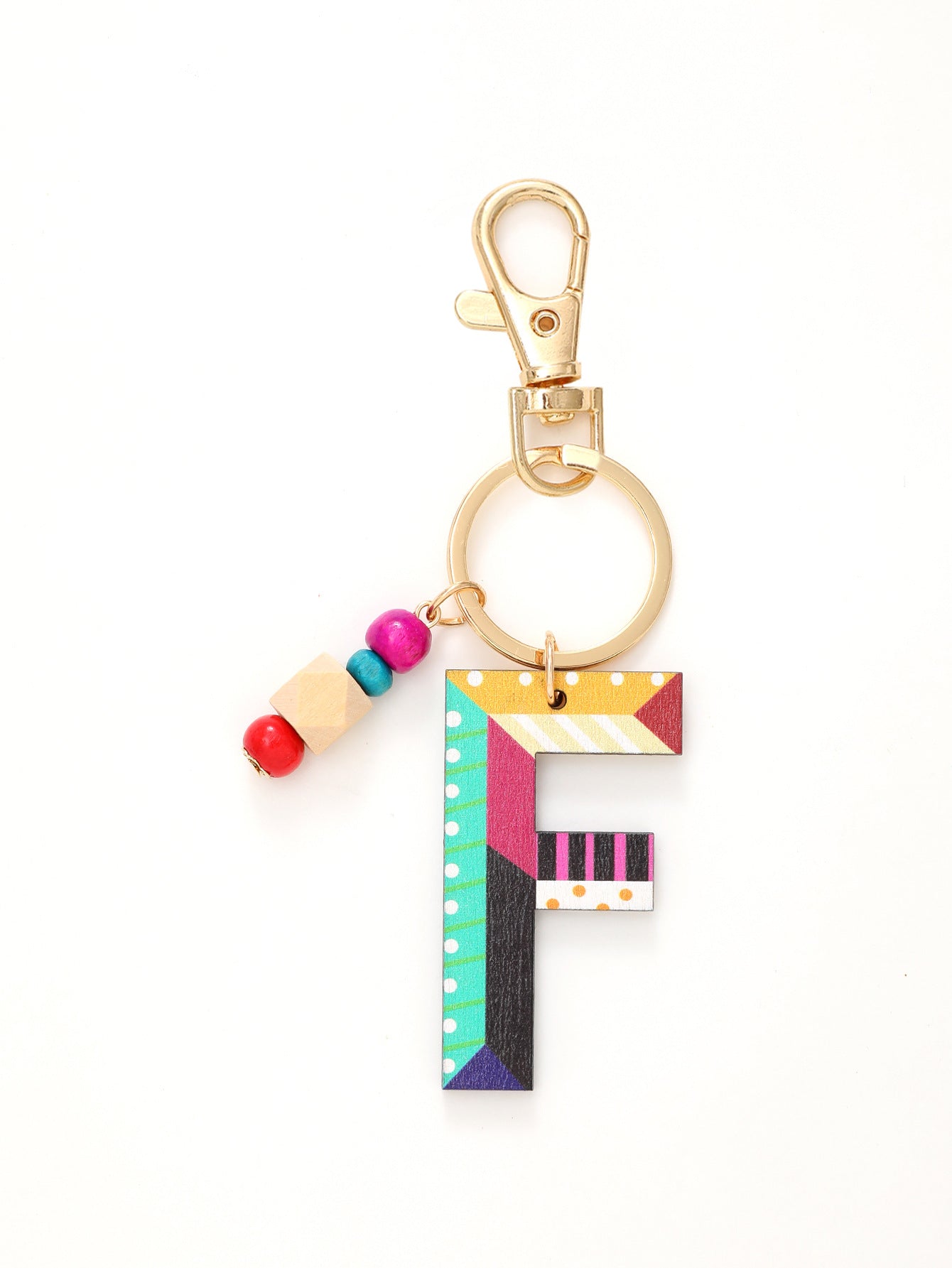 Wholesale Trendy Alphabet Bead Keychain Wooden Car Key Accessory Gift Boutique Resale