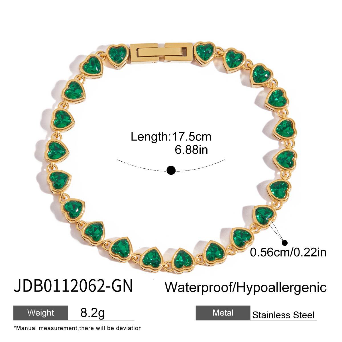 Wholesale 18K Gold Stainless Steel Square Green Zircon Jewelry