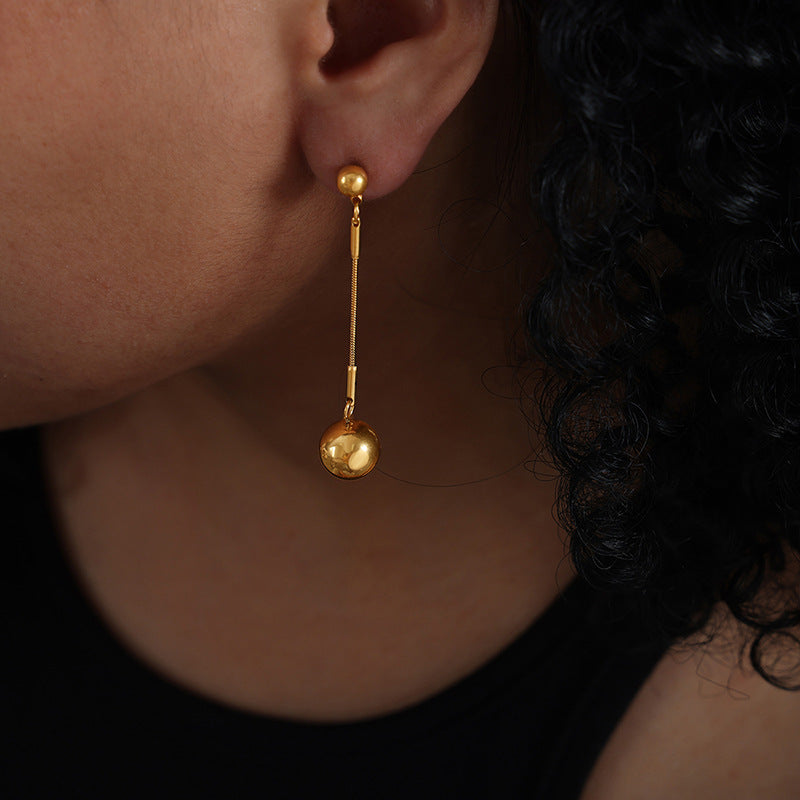 Wholesale Glossy Steel Ball Pendant Titanium Steel Gold Plated Jewelry Set Necklaces ACC-NE-Fangt003