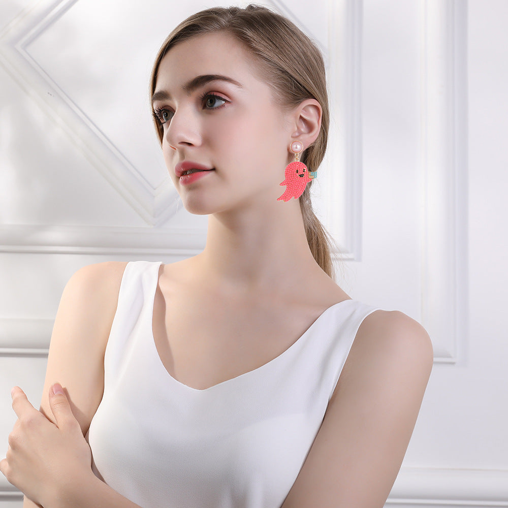 Wholesale Halloween Ghost Rice Bead Earrings ACC-ES-Jicai004