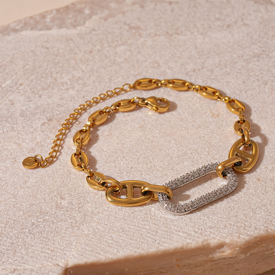 Wholesale  titanium steel metal feeling oval chain bracelet