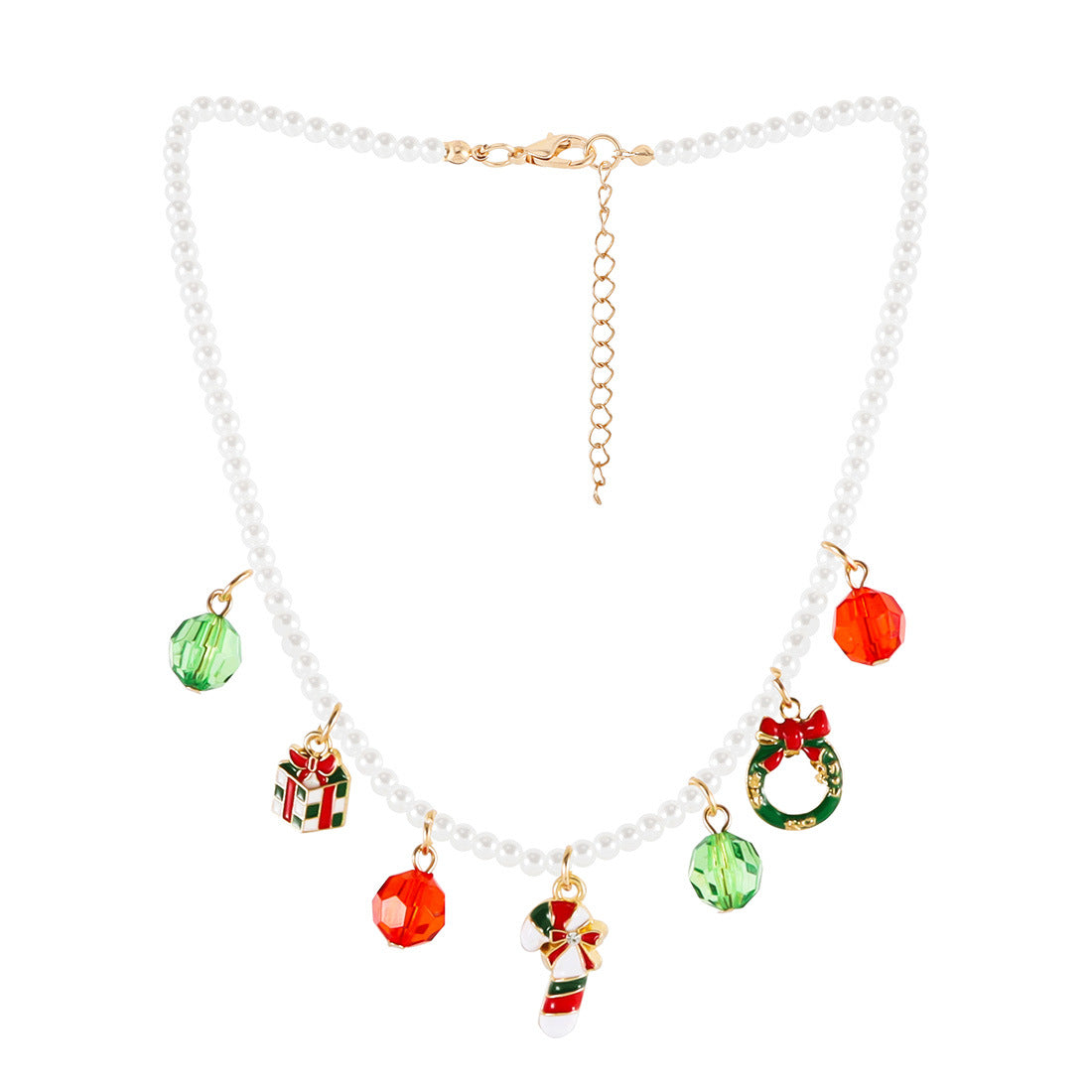 Wholesale Christmas Necklace  Chain Red Green White Beaded Necklaces