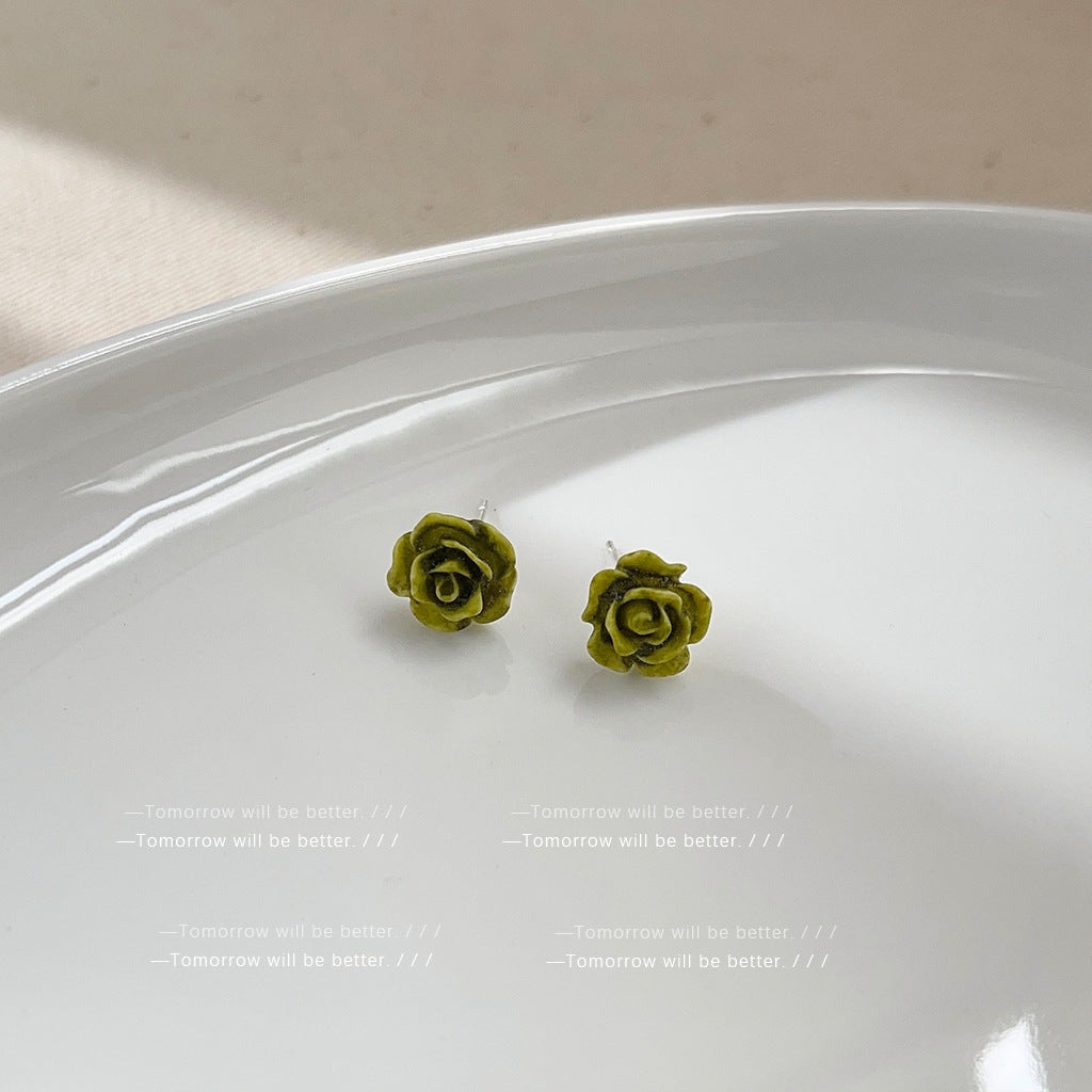 Wholesale Green Flower Earrings Tea Earrings ACC-ES-Eryu001