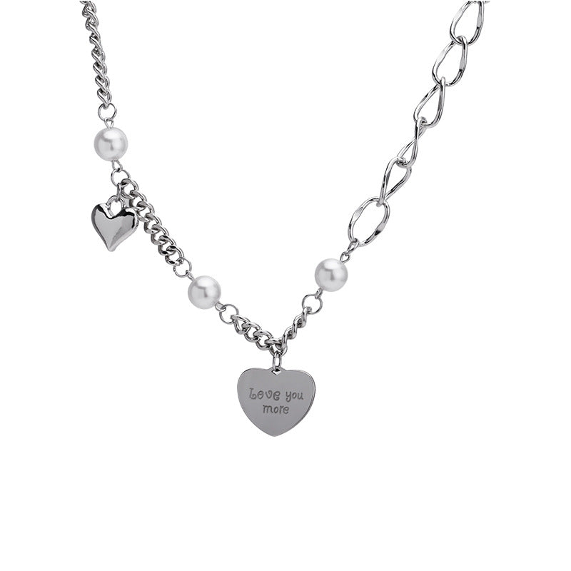 Wholesale Pearl Necklace Double Layer Stacking Love Hip Hop Clavicle Chain Choker Necklace ACC-NE-Tongs001