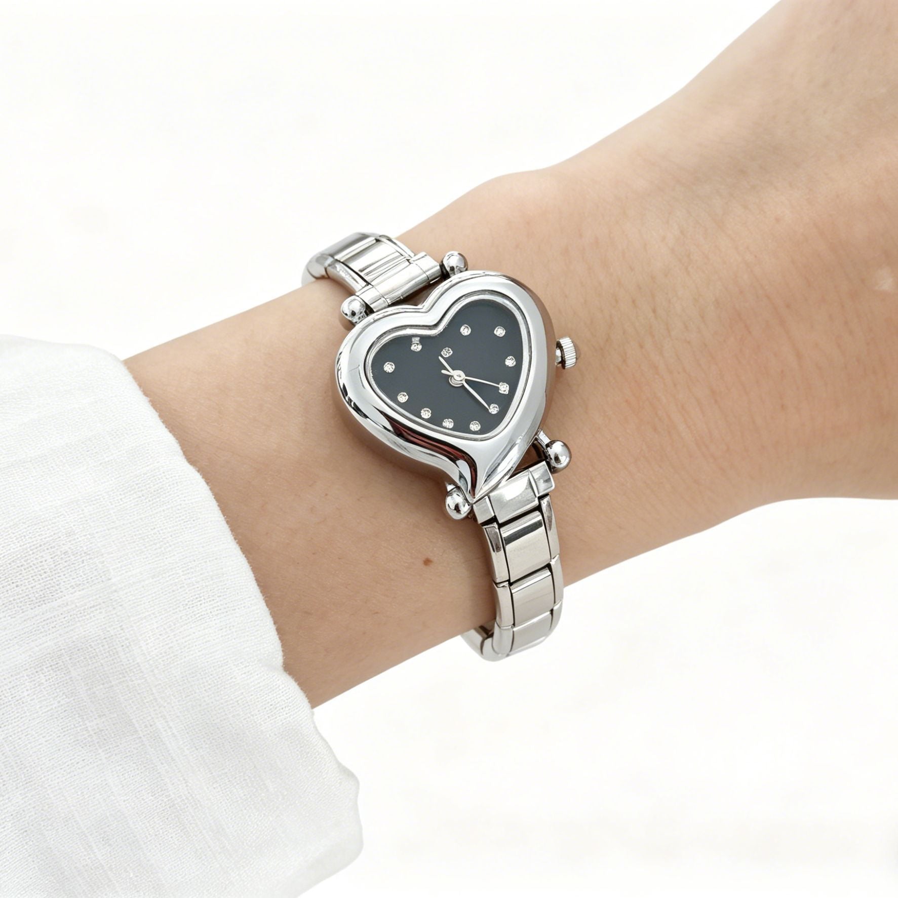 Wholesale Chic DIY Modular Quartz Watch for Women,  Stainless Steel Heart Design,  Fashion Accessory