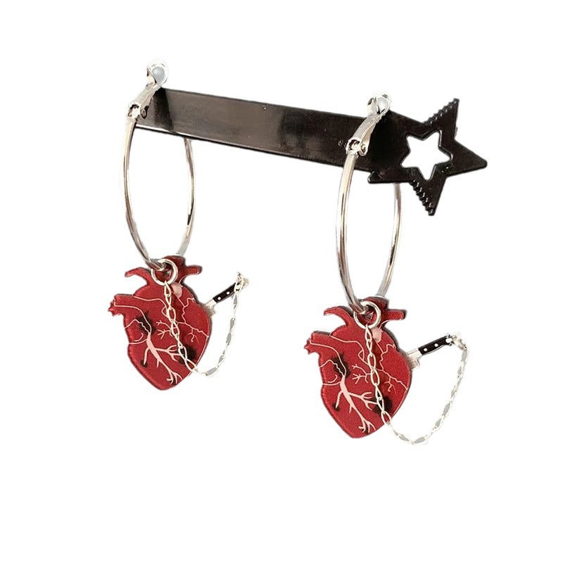 Wholesale Vintage Knife Inserted Beating Heart Detachable Earrings ACC-ES-FuSu026