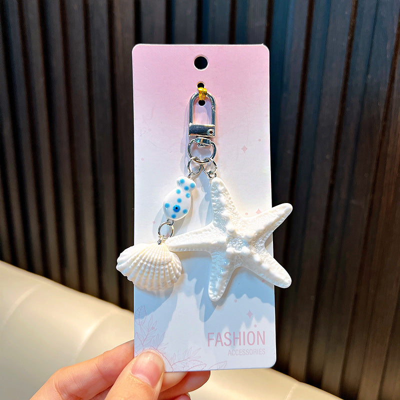 Wholesale Cartoon Starfish Keychain Cute Shell Keyring Backpack Decorative Fashion Accessory Gift