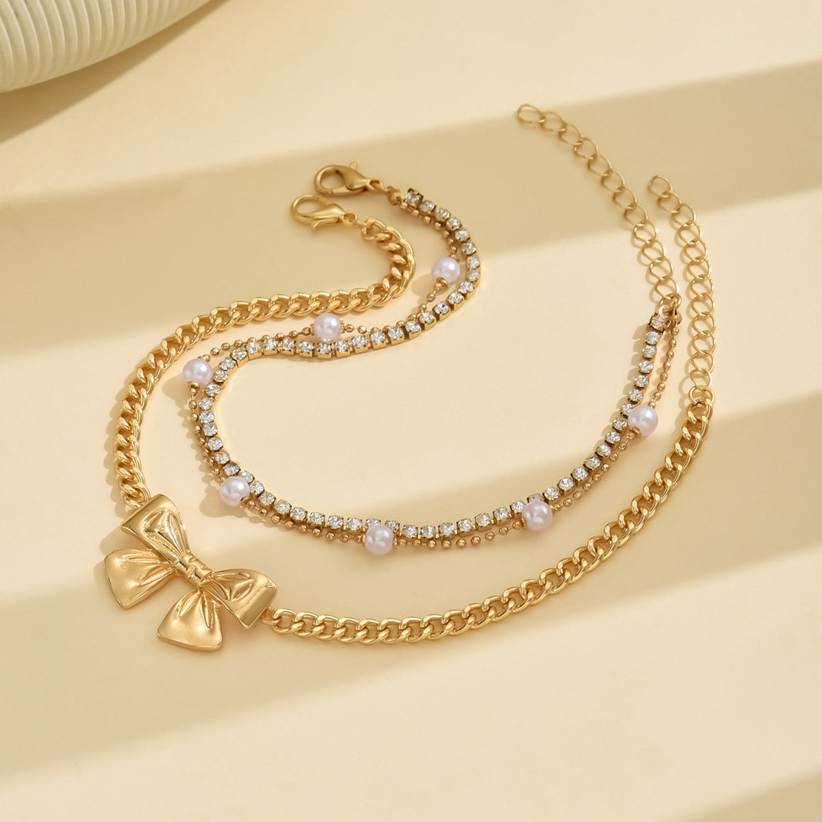 Wholesale bow versatile three-piece stackable  anklet