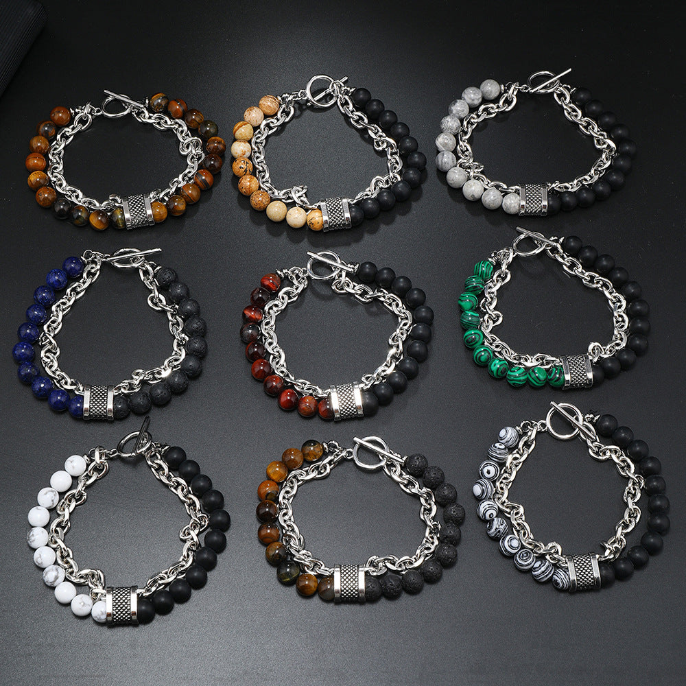 Wholesale  3PCS Men' s beaded natural stone bracelet