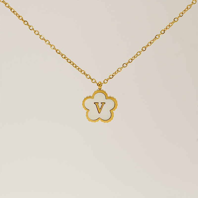 Wholesale Stainless Steel Letter Flower Necklace