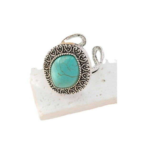 Wholesale Bohemian Vintage Turquoise Ring Adjustable Rings ACC-RS-Gaoz001