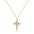Wholesale brass real gold electroplated inlaid zircon cross necklace