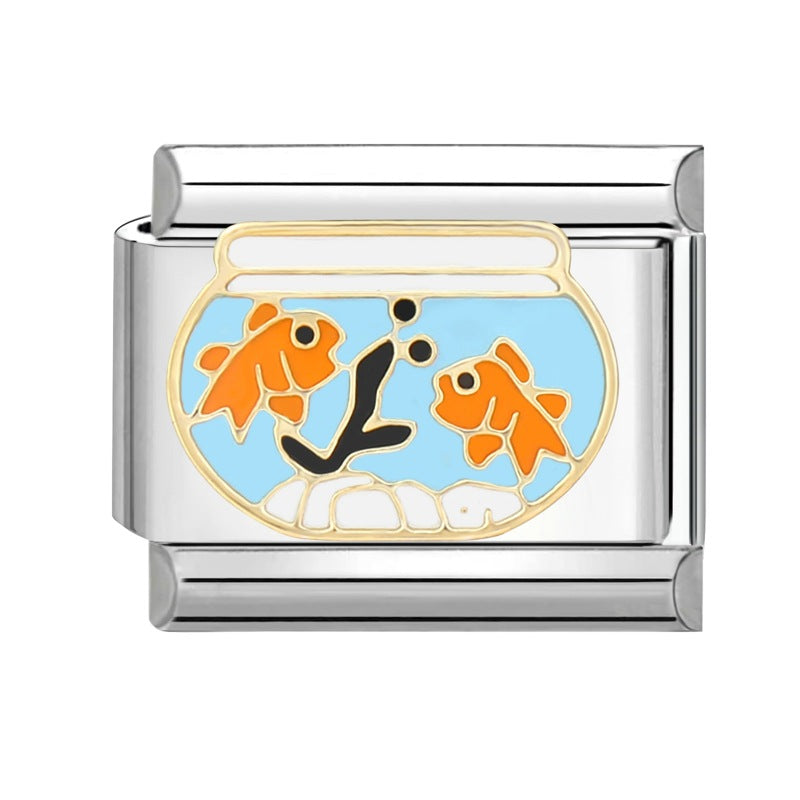 Wholesale  Italian Charm Bracelet 9mm DIY  Blue Series Creative Stainless Steel Composable Bracelet