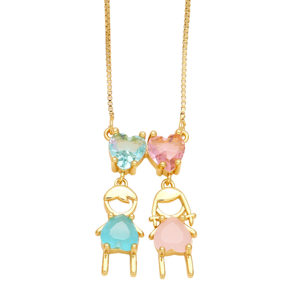 Wholesale Love Heart Boy Girl Valentine's Day Necklace