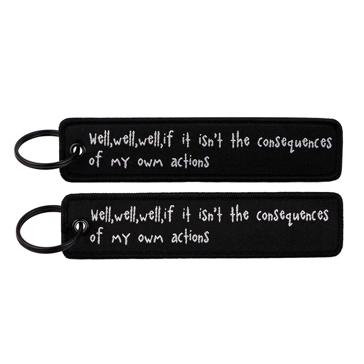 Wholesale famous quotes woven tag English letters keychain
