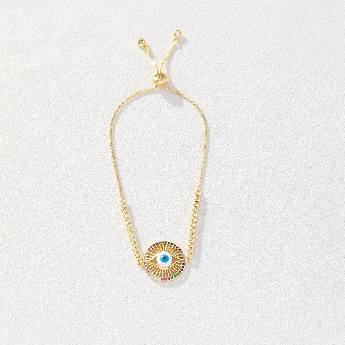 Wholesale Copper Zircon Evil Eye Bracelet Trendy Blue Eye Drip Oil Jewelry Accessory Women S Boutique Gift