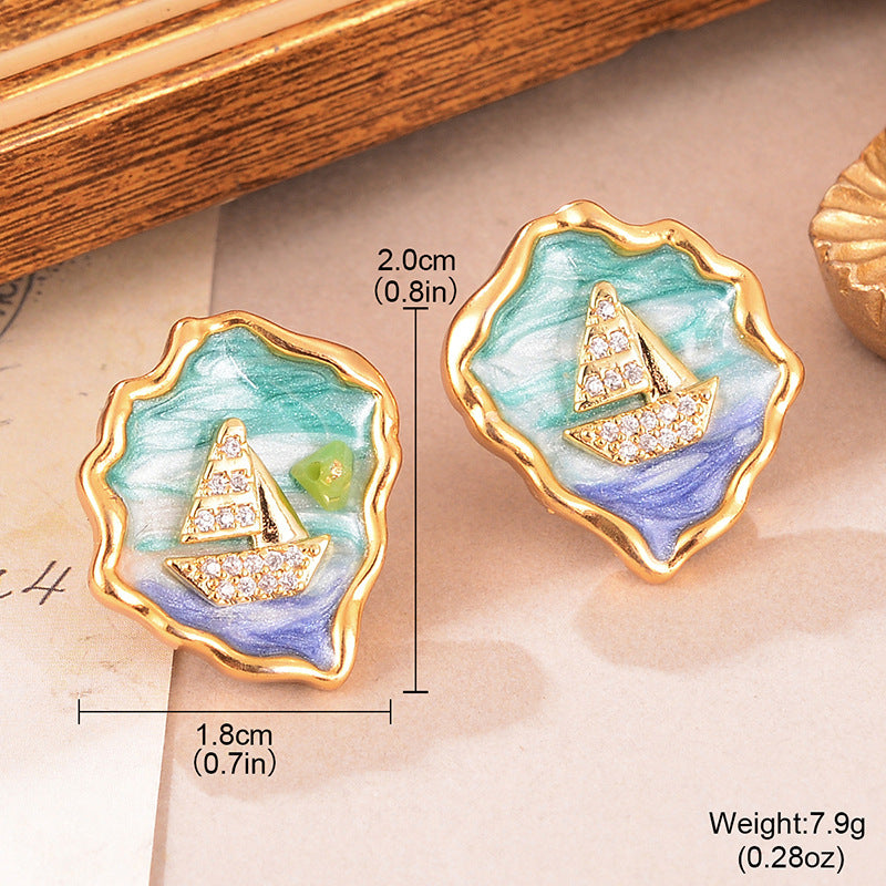 Wholesale Natural Pearl Earrings Geometric  Jewelry Accessories