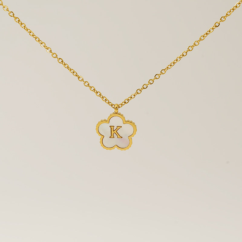 Wholesale Stainless Steel Letter Flower Necklace