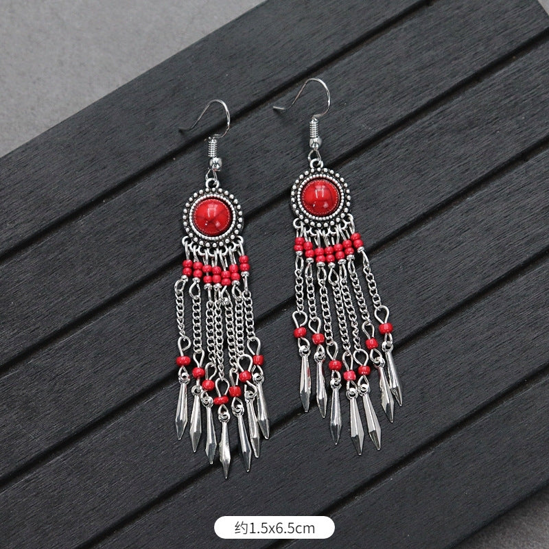Wholesale Retro Ethnic Earrings Boho Tassel Stud Earrings Bohemian Vintage ACC-ES-Luox009