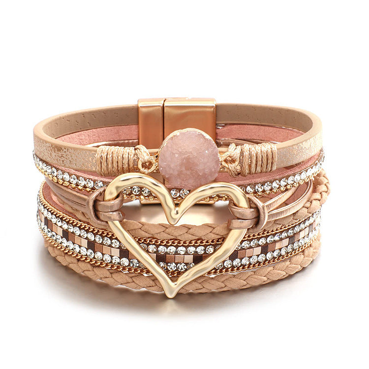 Wholesale Bohemian Multi-layered Leather Handwoven Love Bracelet