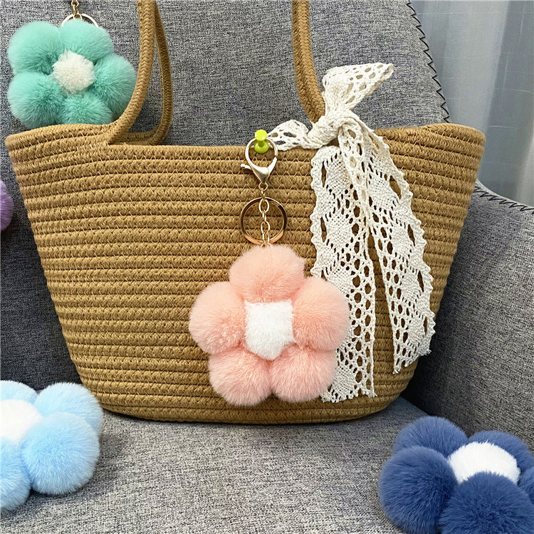 Wholesale Cute Flower Plush Keychain Red Plush Bag Charm For Bags And Car Keys Everyday Use Gift Boutique Resale