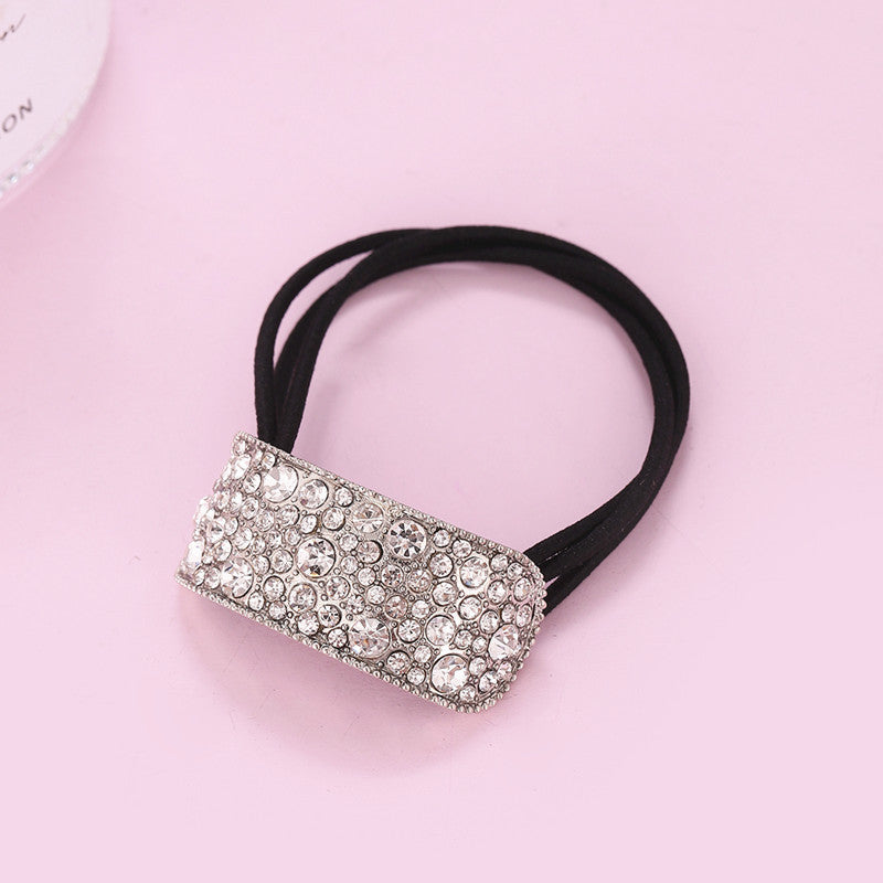 Wholesale Curved Rhinestone Shiny Hair Ring Elastic Rubber Band Hair Rope Hair Scrunchies ACC-HS-CMi001