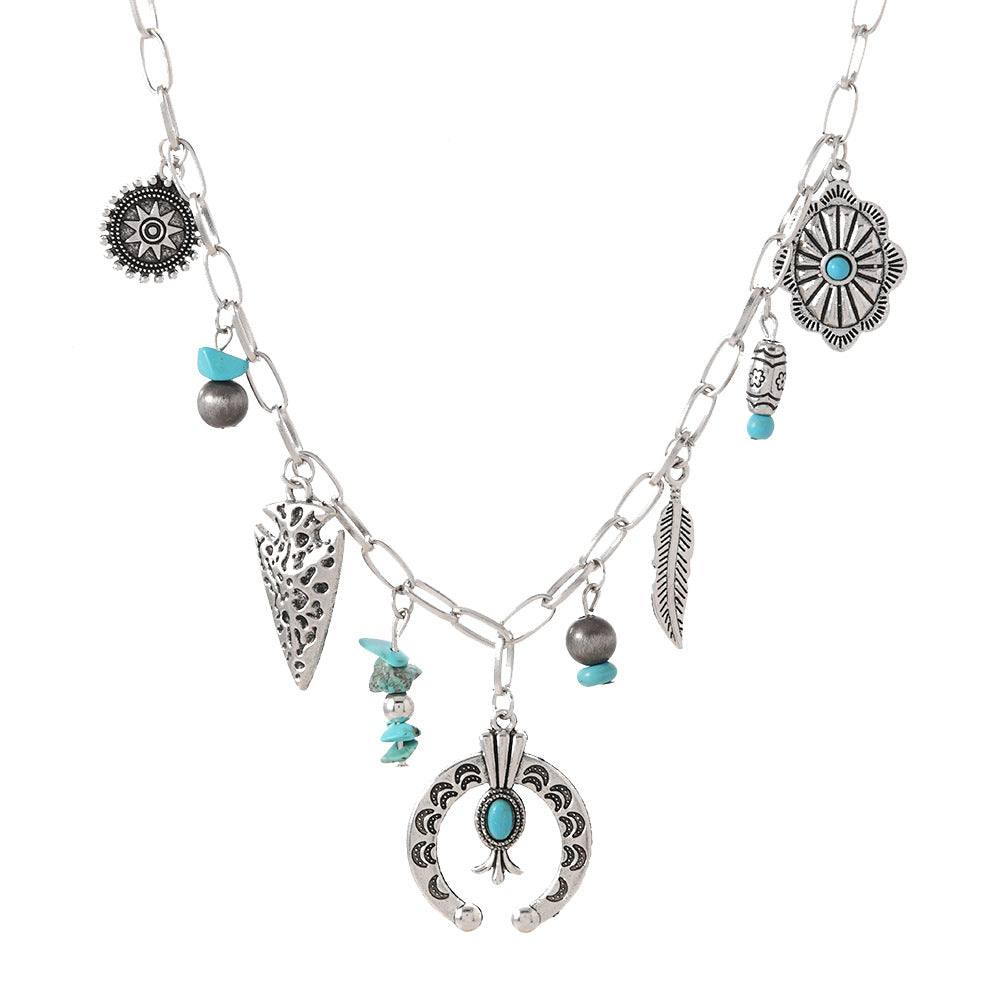 Wholesale Fashion Alloy Element Bracelet with Necklace Bull Head Multi-Jewelry Tassel Multi-Layer Clavicle Chain