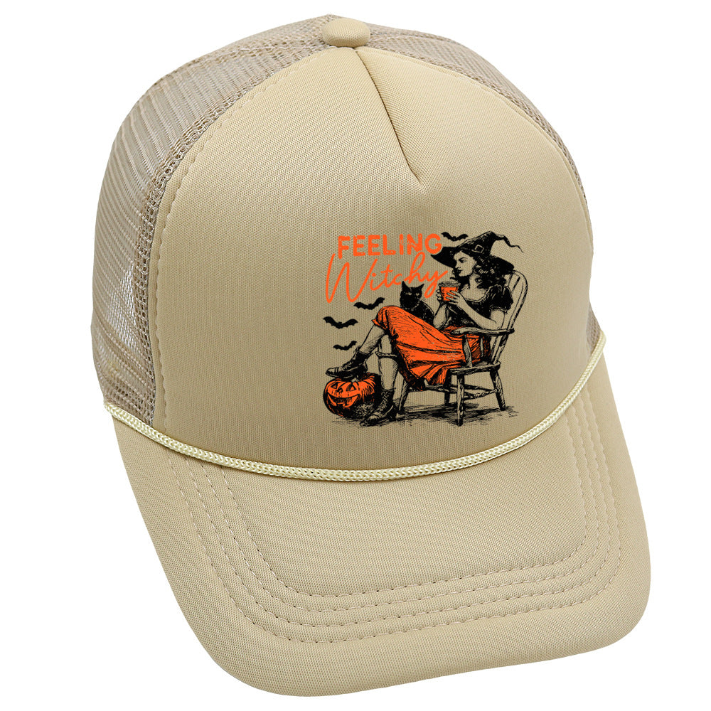 Wholesale Trucker Hat Halloween Pumpkin Witch Baseball Cap Printed Mesh Cap ACC-HT-HaiPu014