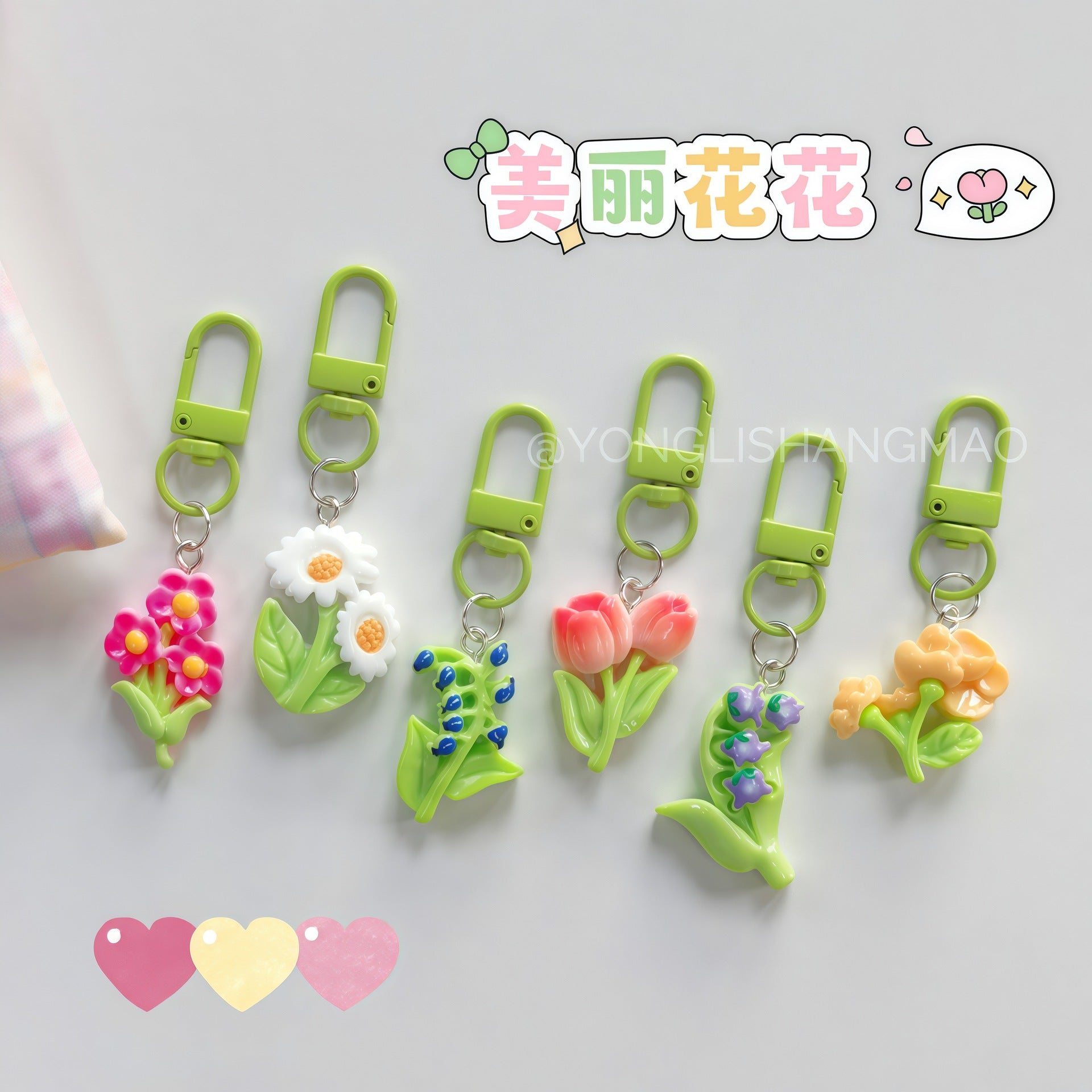 Wholesale Cartoon  Tulip Flower Keychain Bag Pendant Plastic Resin Gift for Couple
