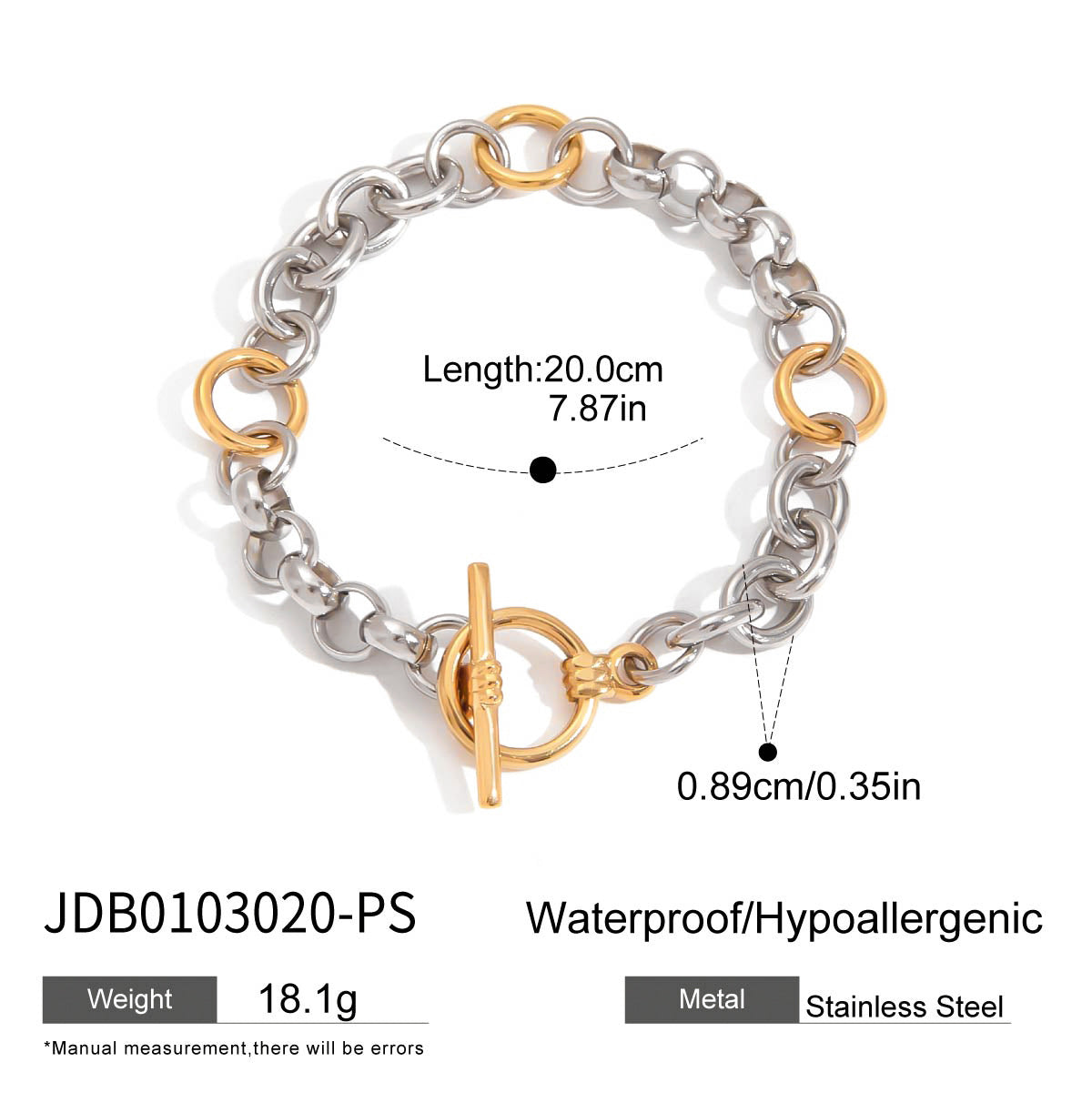 Wholesale  18K Gold Stainless Steel Color-matching Bracelet