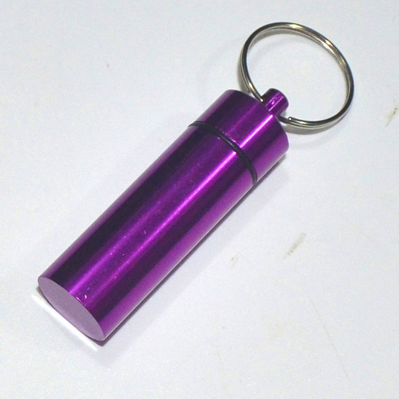 Wholesale Aluminum Alloy Flat Bottom Medicine Bottle Outdoor Convenient Keychain ACC-KC-KaBiao022