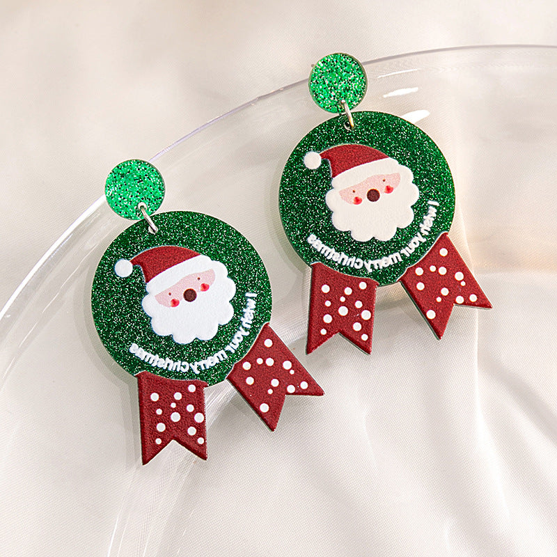 Wholesale Christmas Snowman Gingerbread Acrylic Cartoon Earrings ACC-ES-MDD077