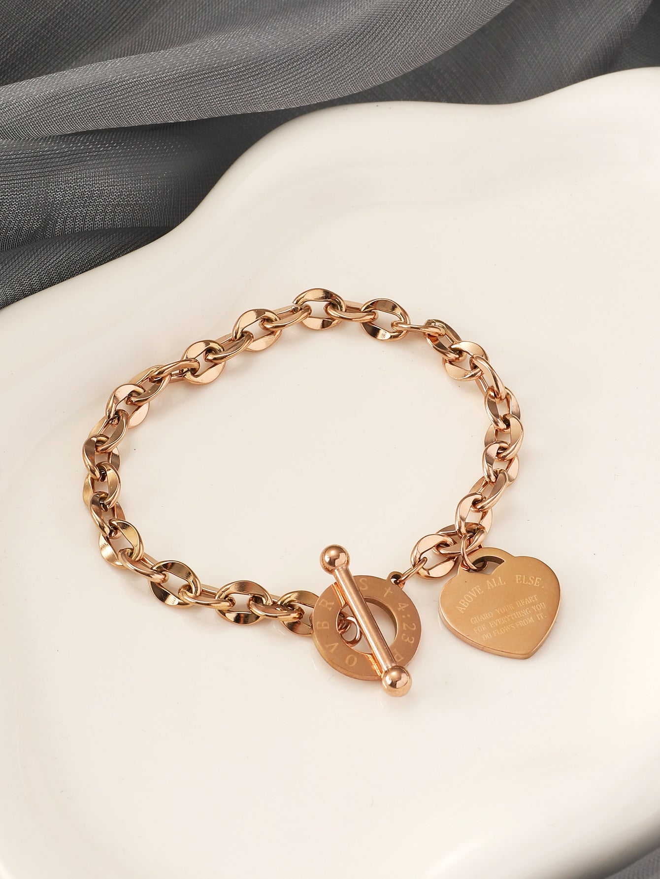 Wholesale Stainless steel heart tag bracelet