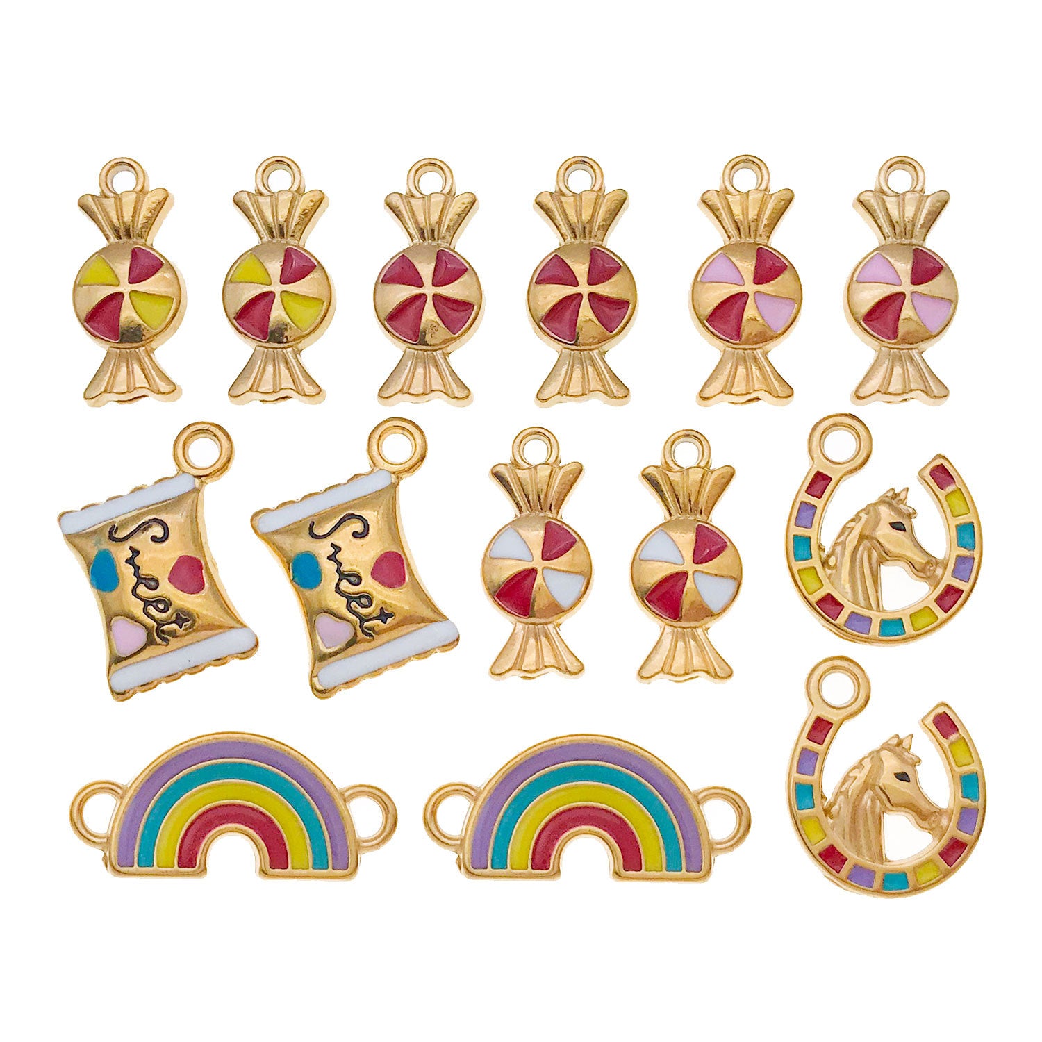 Wholesale Stainless steel enamel butterfly knot candy Western cowboy horse head  Charms