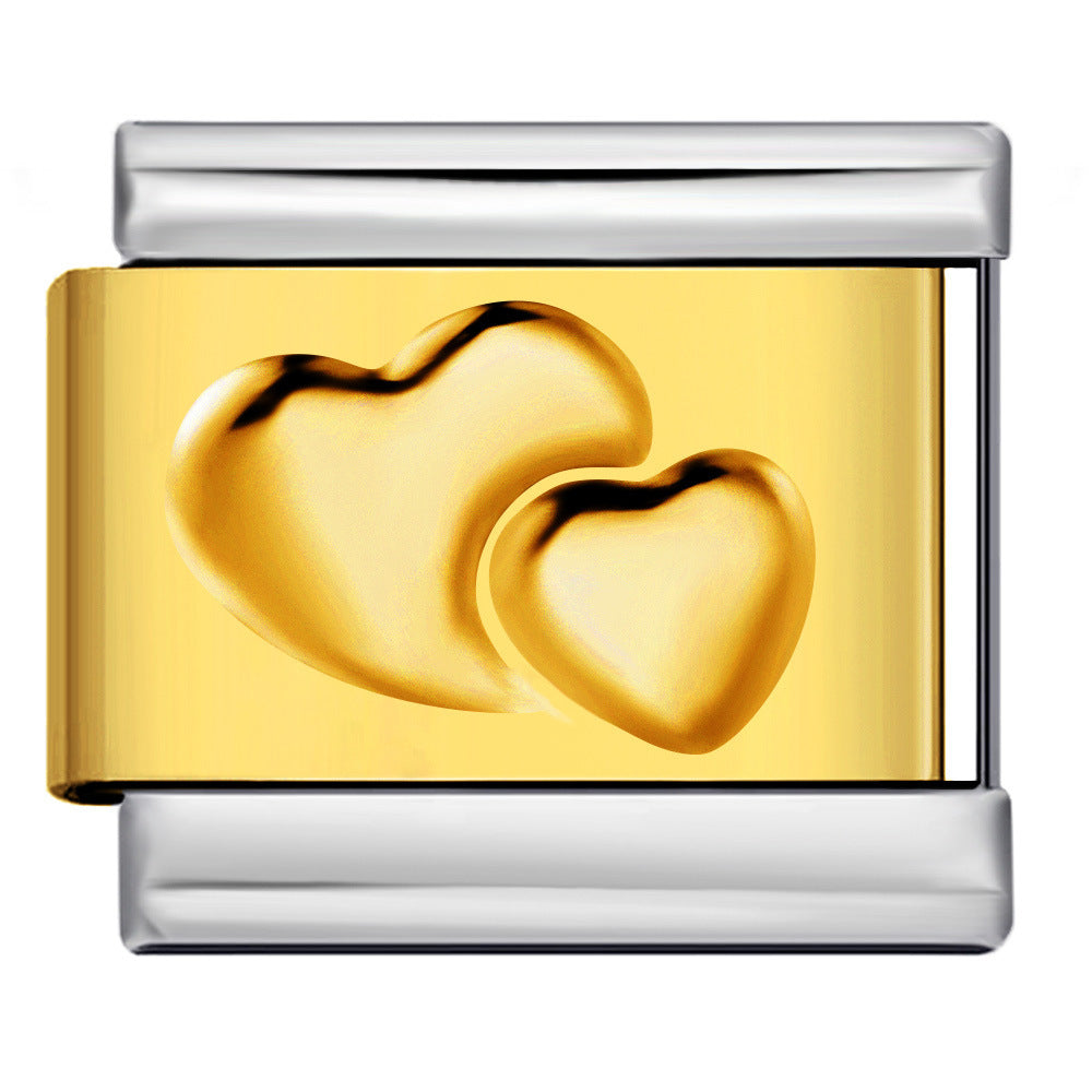 Wholesale  Italian Charm Bracelet 9mm DIY Gold and silver stamping Creative Stainless Steel Composable Bracelet