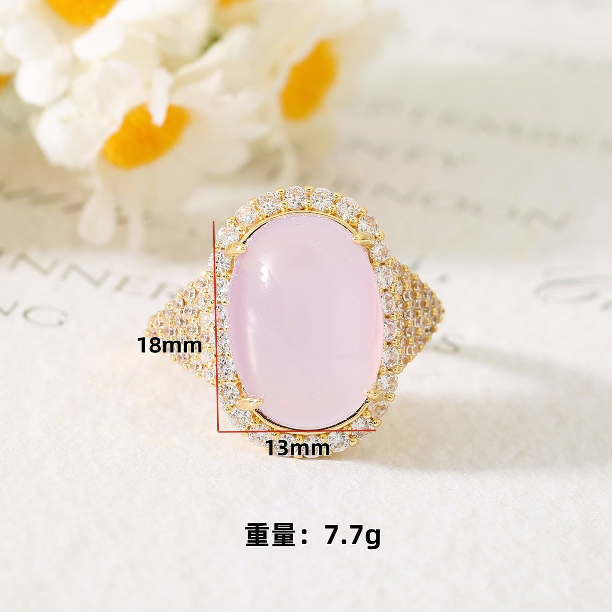 Wholesale Oval crystal ring light luxury diamond ring