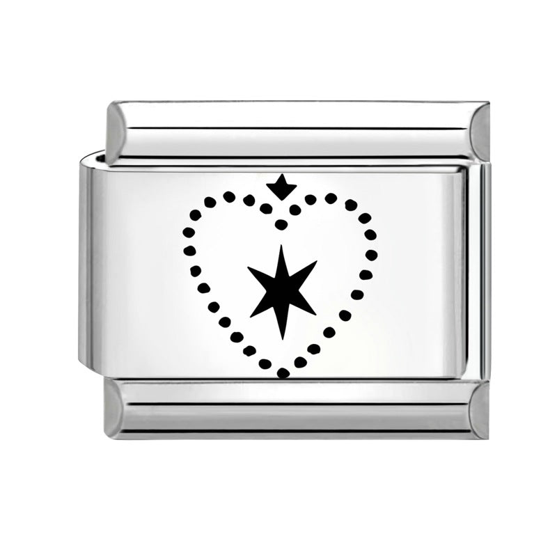 Wholesale 9mm Italian Charm Starter Bracelets DIY Black and White Heart Stainless Steel Composable Bracelet