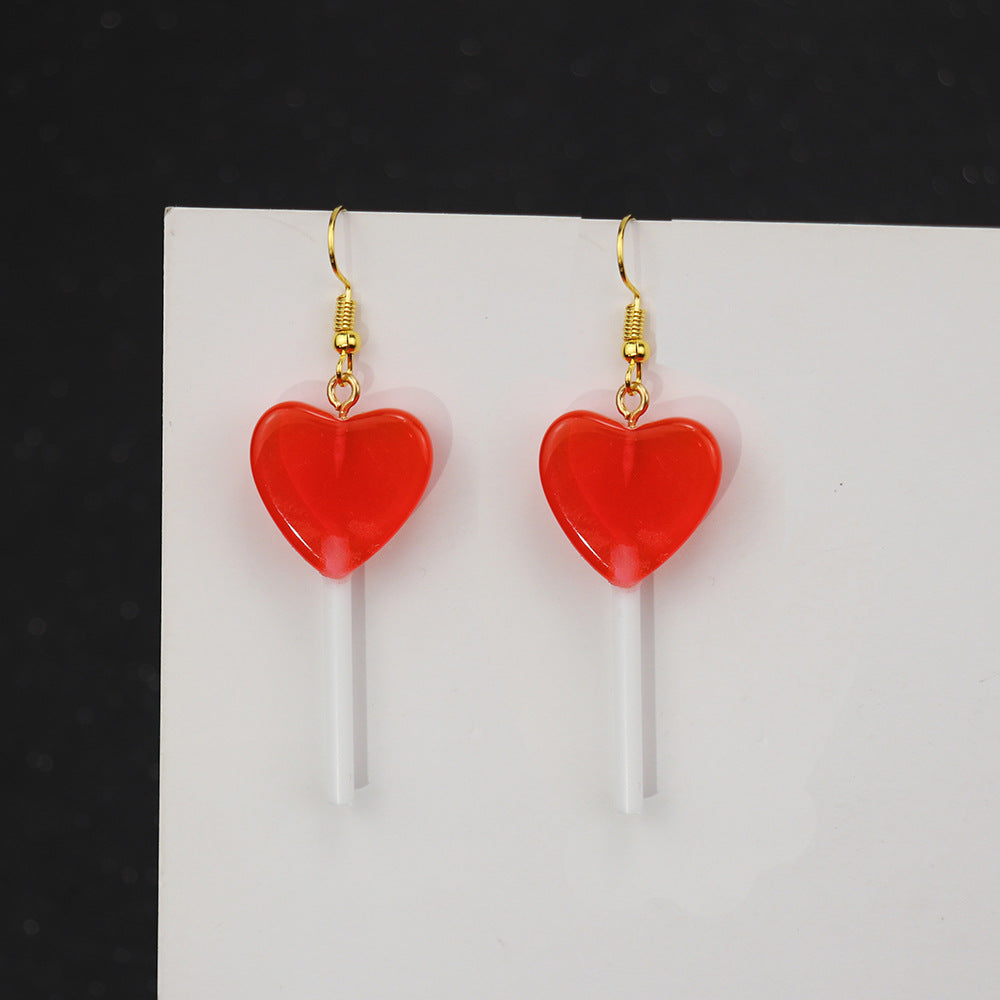 Wholesale Glitter Candy Color Love Lollipop Earrings