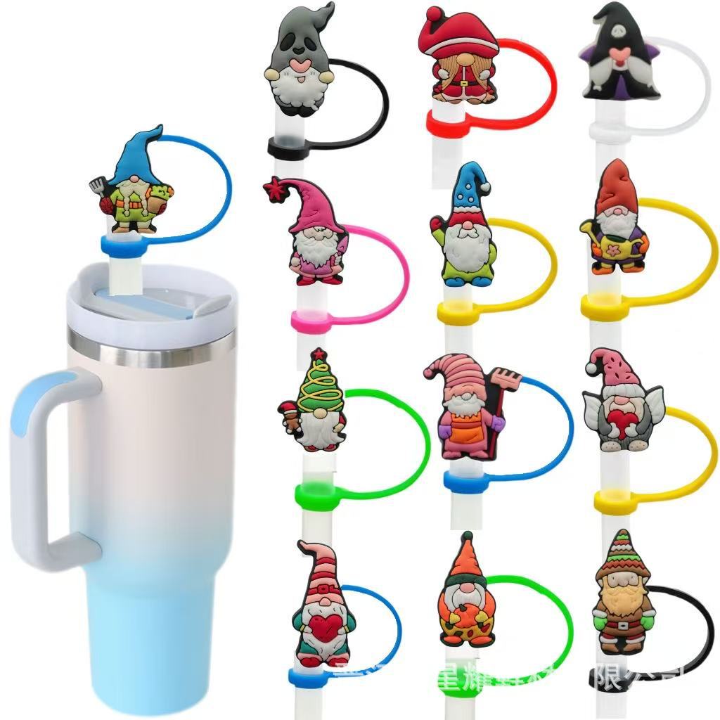 Wholesale 10pcs Christmas Series Cute Cartoon Party  Straw Cover Straw Tube Cap