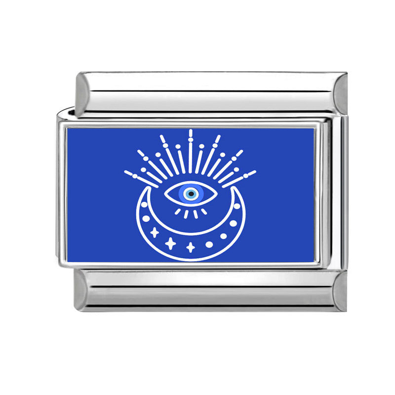 Wholesale 9mm Italian Charm Starter Bracelets Blue series DIY square Single Section Creative Stainless Steel Composable Bracelet